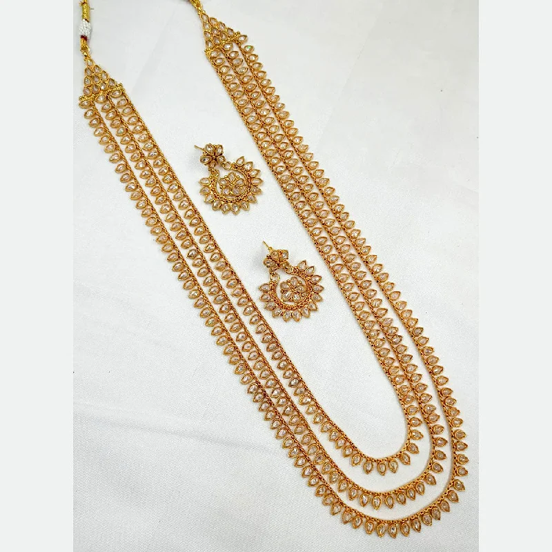 Padmawati Bangles Copper Gold Pota Stone Long Necklace Set