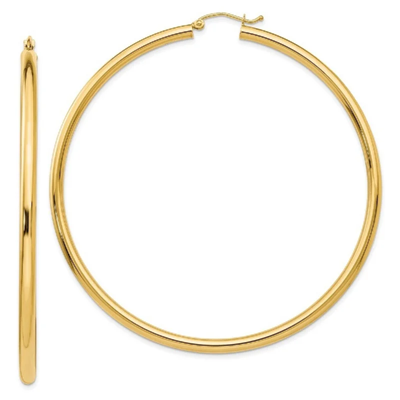 Curata 14k Yellow Gold Polished 70x3mm Extra Large Classic Round Hoop Earrings