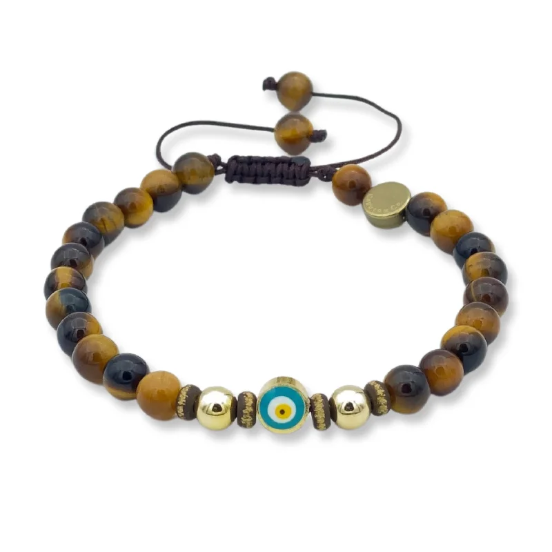 Evil Eye Gem And Brass Bracelet