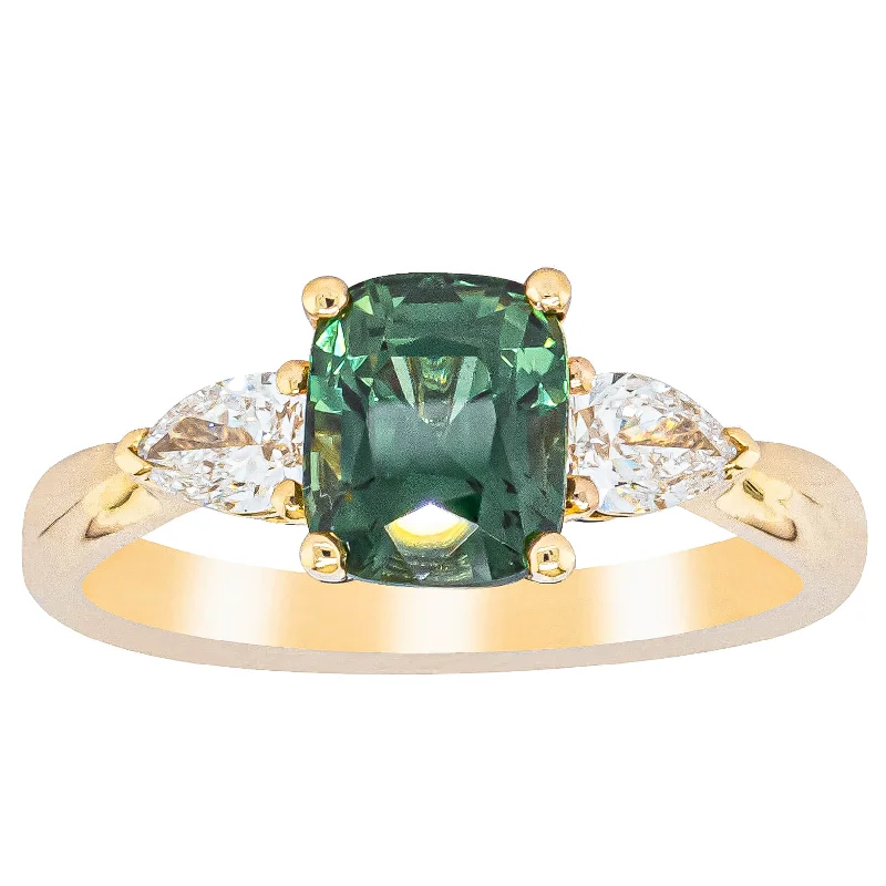 18ct Yellow Gold 2.02ct Green Sapphire & Diamond Ayla Ring