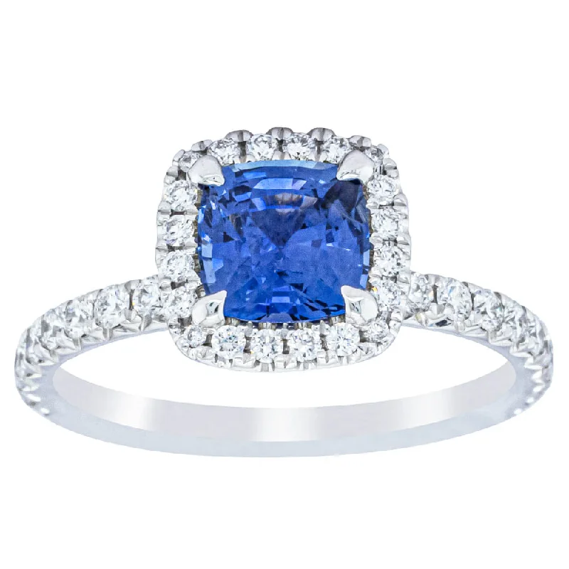 18ct White Gold 1.28ct Sapphire & Diamond Ring