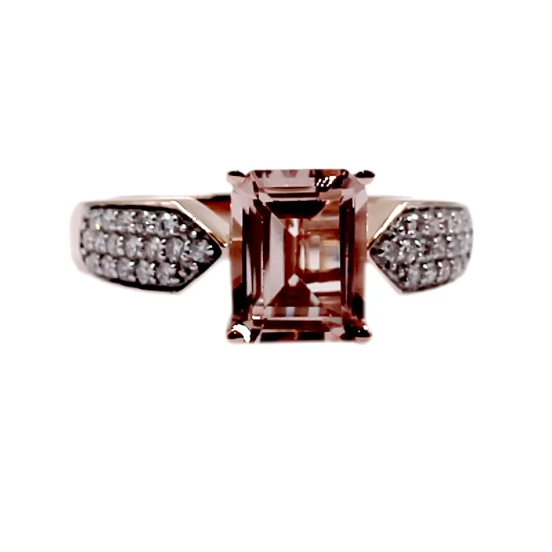 14Kt Rose Gold Morganite and Diamond Ring