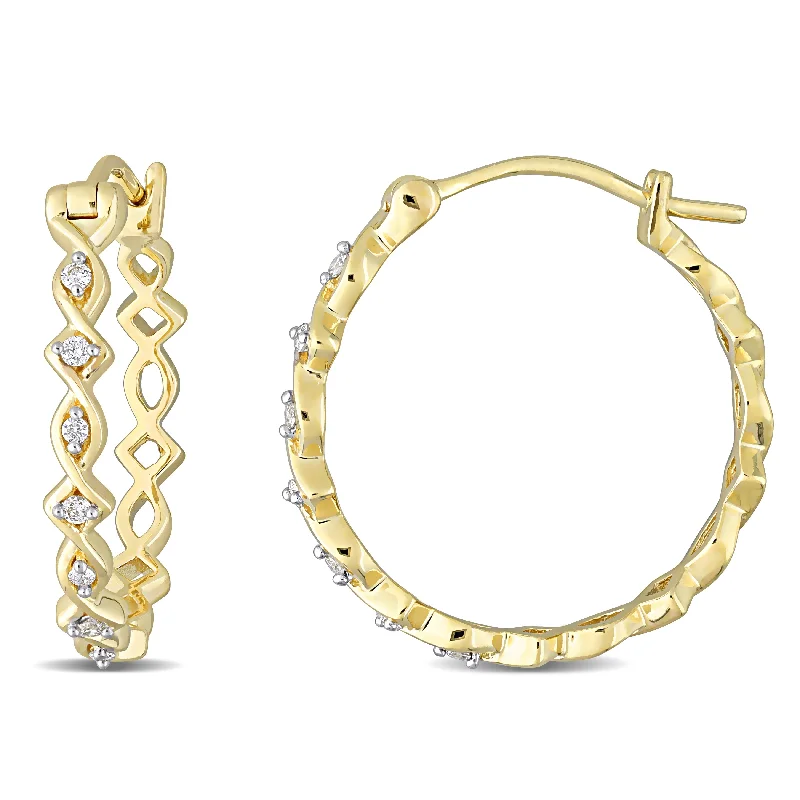 Miadora 10k Yellow Gold 1/10ct TDW Diamond Geometric Infinity Hoop Earrings