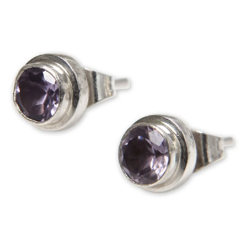 Sterling Silver 'Purple Simplicity' Amethyst Earrings (Indonesia)