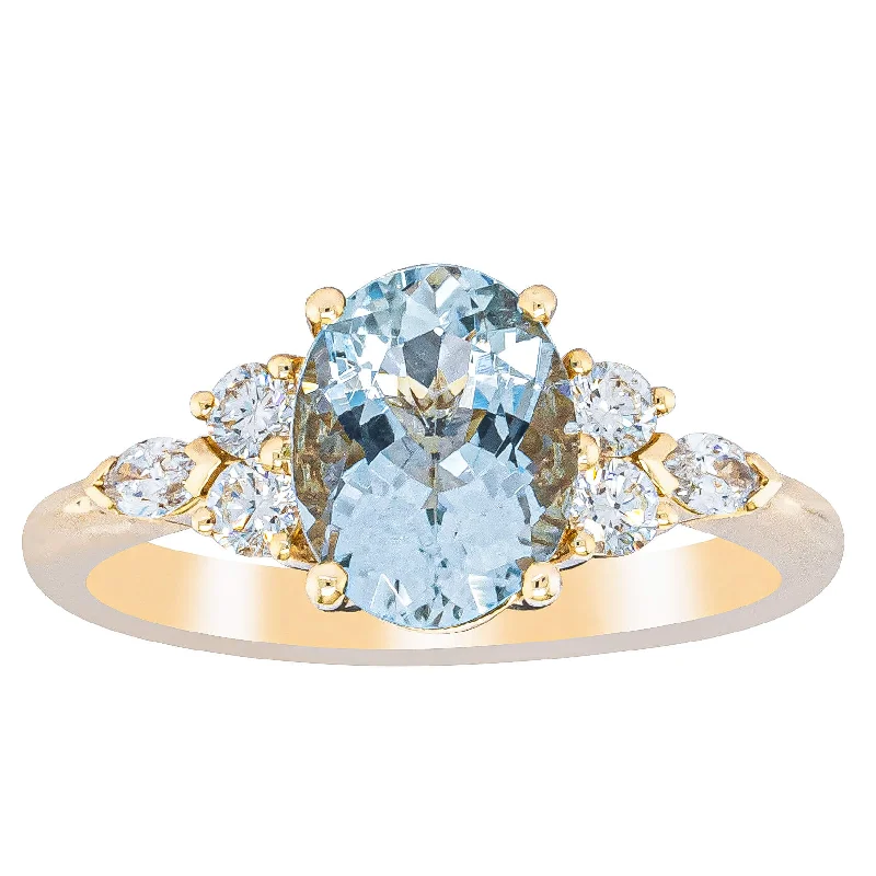 18ct Yellow Gold 1.40ct Aquamarine & Diamond Oriana Ring