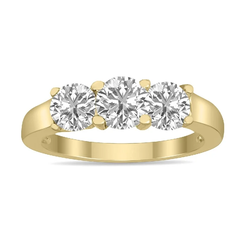 Marquee 2 CTW Three Stone Lab Grown Diamond Ring in 14K Yellow Gold