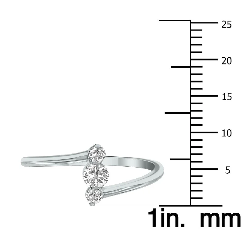 Marquee 1/4 CTW Vertical Three Stone Lab Grown Diamond Ring in 10K White Gold (F-G Color, VS1- VS2 Clarity)