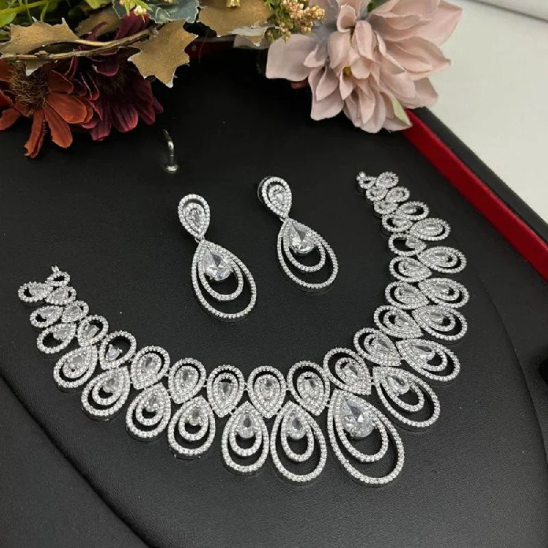 Aamrapali Silver Plated American Diamond Necklace Set