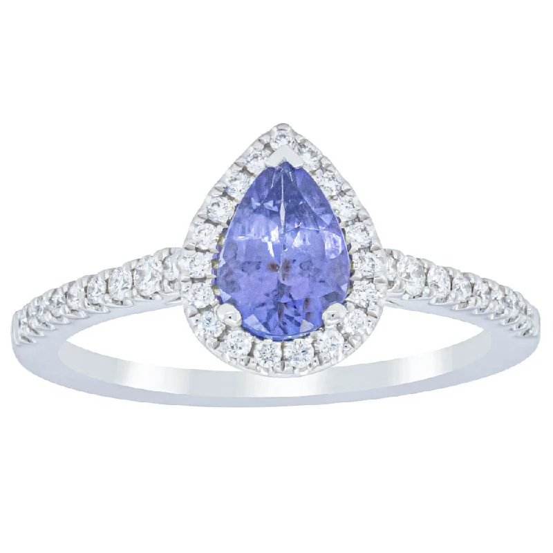 18ct White Gold .75ct Tanzanite & Diamond Mini Sierra Ring