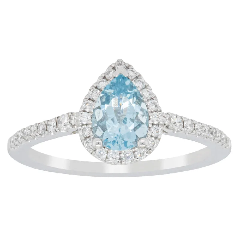 18ct White Gold .59ct Aquamarine & Diamond Mini Sierra Ring