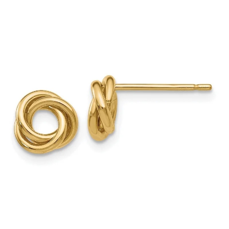 Curata 14k Yellow Gold Polished 8mm Open Love Knot Post Earrings