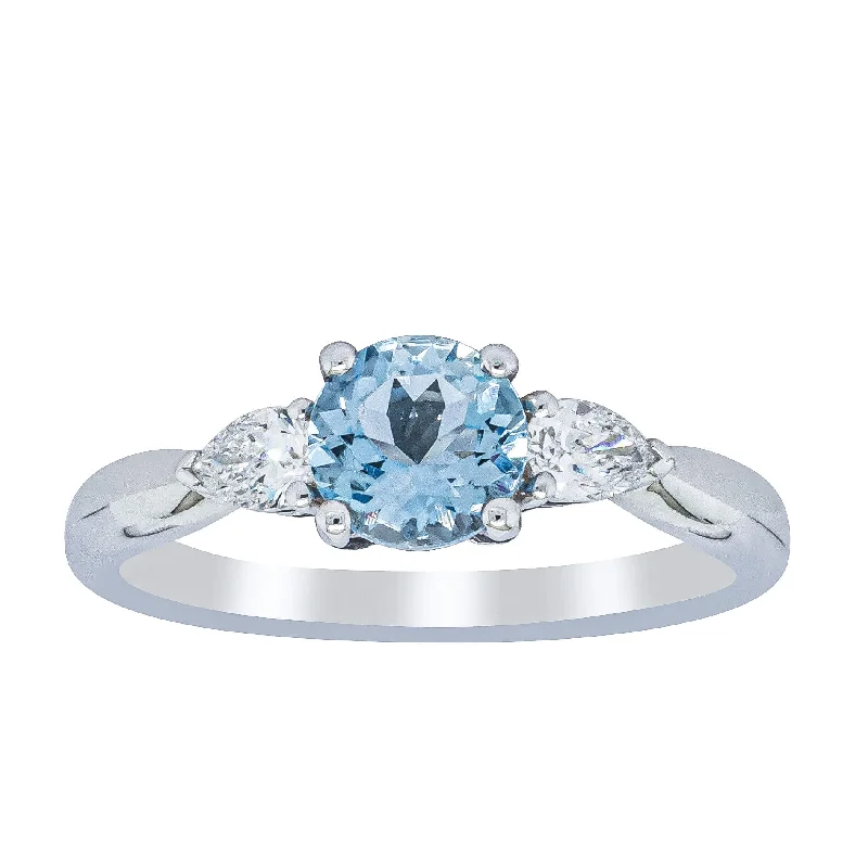 18ct White Gold .69ct Aquamarine & Diamond Ayla Ring