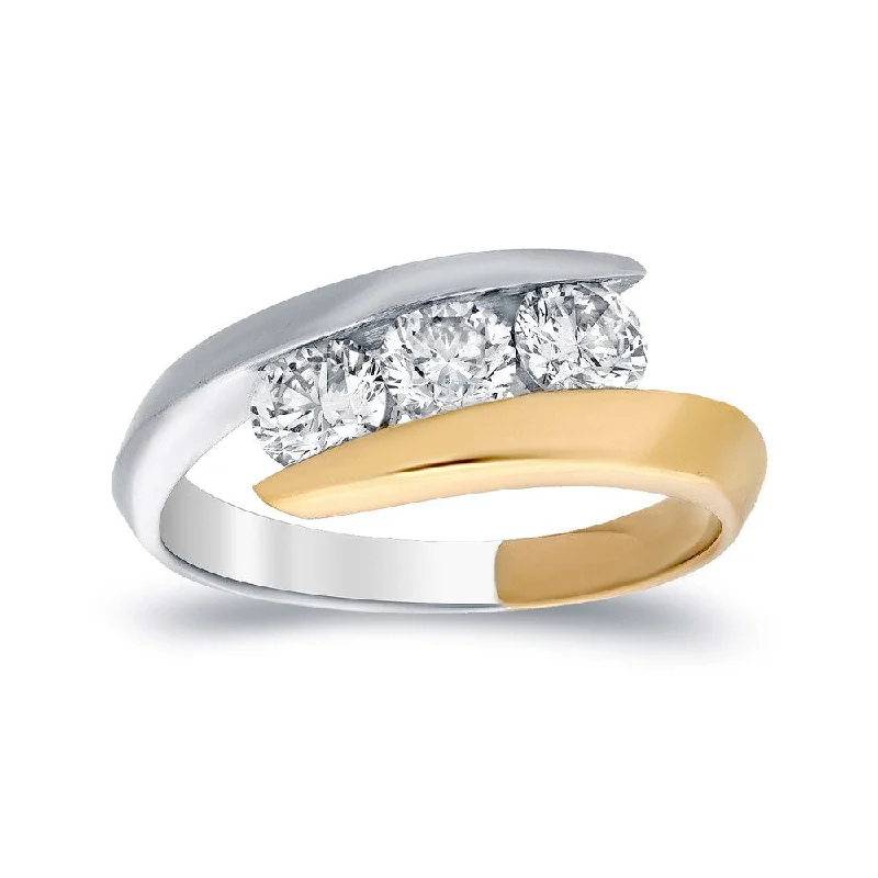 Auriya Contemporary 1ct TDW 3-Stone Bypass Diamond Ring 14k Gold