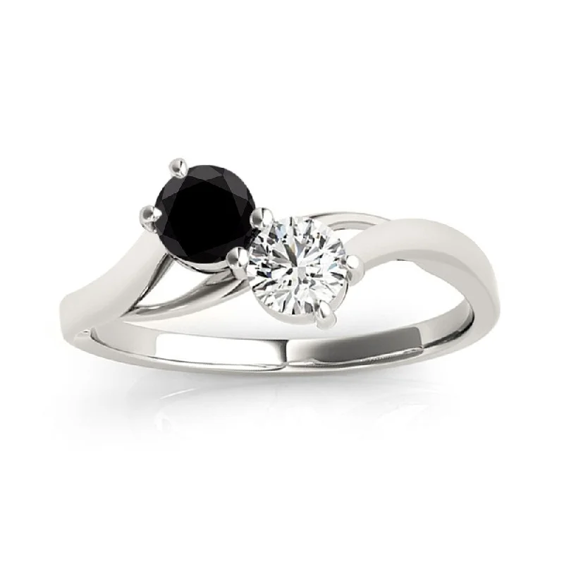 Auriya Round 2-Stone Black and White Diamond Ring 1/2ct TDW 14k Gold