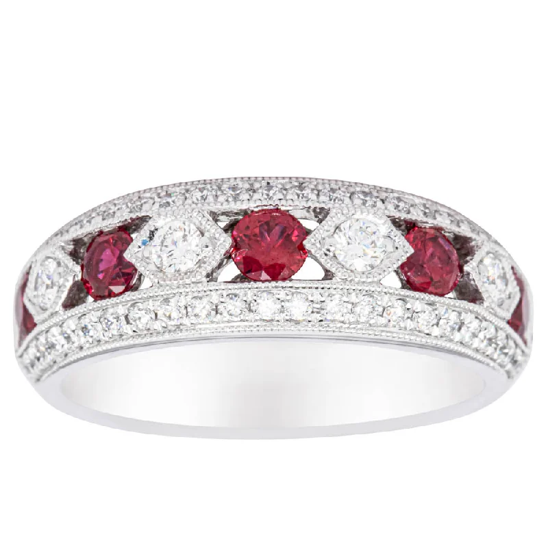 18ct White Gold Ruby & Diamond Cecelia Ring