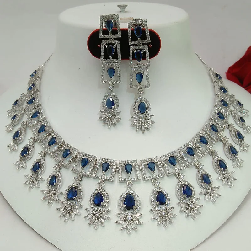 Kavita Art Silver Plated American Diamond Necklace Set