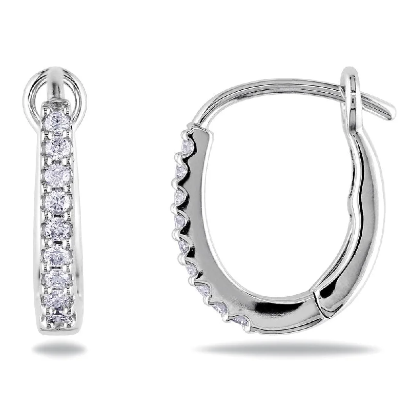 Miadora 14k White Gold 1/6ct TDW Diamond Cuff Earrings