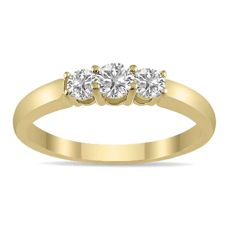 Marquee 1/2 CTW Three Stone Lab Grown Diamond Ring in 14K Yellow Gold