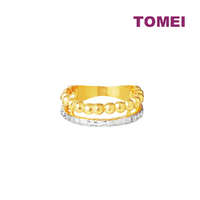 TOMEI Dual-Tone Ring With Beads, Yellow Gold 916