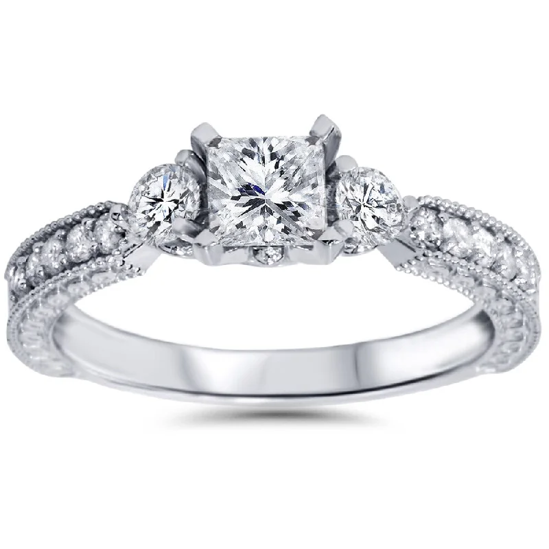 14k White Gold 1ct TDW Princess-cut Diamond Ring