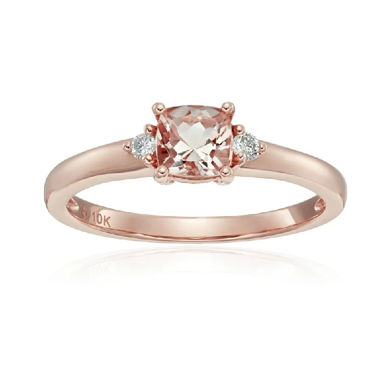 10k Rose Gold Morganite & Diamond Ring Size 7