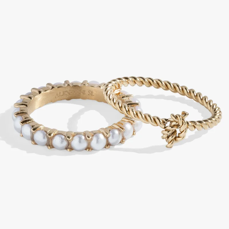 Pearl & Knot Rope Ring Set