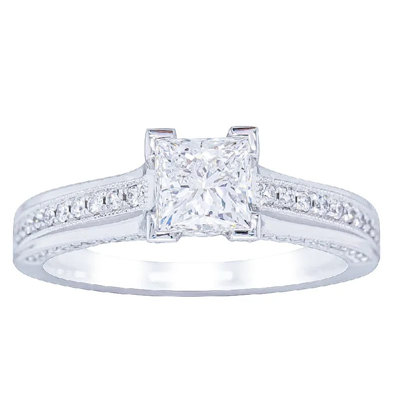 18ct White Gold 1.00ct Princess Cut Diamond Ring