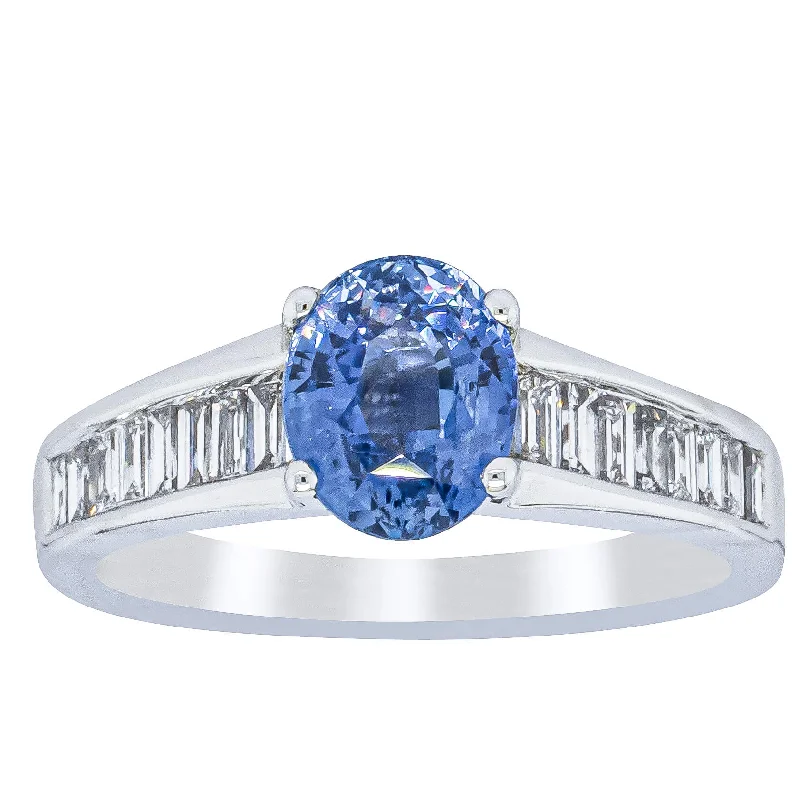 18ct White Gold 1.69ct Sapphire & Diamond Ring