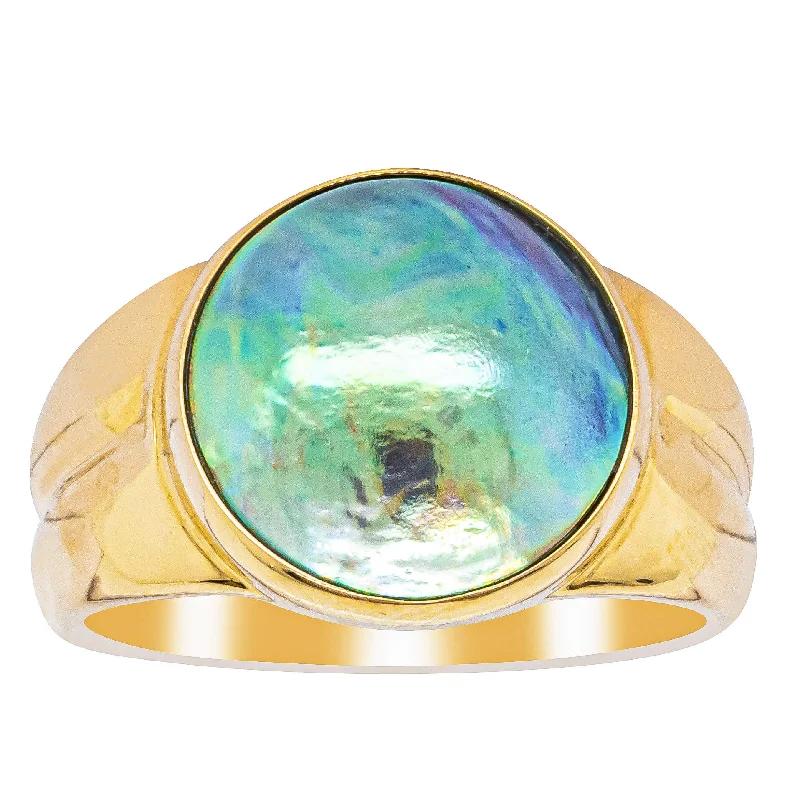 Deja Vu 18ct Yellow Gold 13mm Paua Pearl Ring