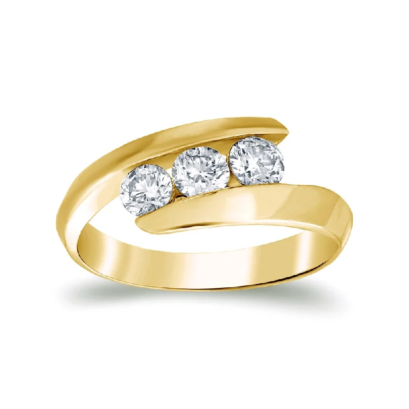 Auriya Contemporary 1/2ct TDW 3-Stone Bypass Diamond Ring 14k Gold