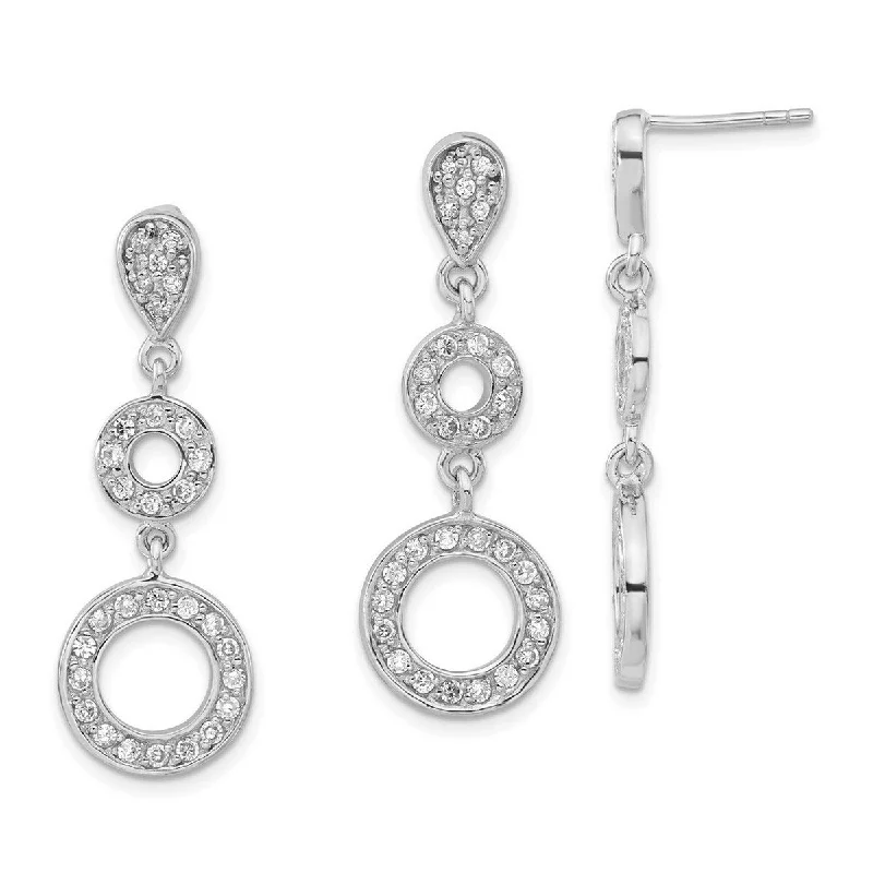 Curata 925 Sterling Silver Polished Post Earrings CZ Cubic Zirconia Circle Pendant Necklace and Earring Set