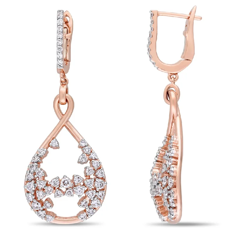 Miadora Signature Collection 14k Rose Gold 1-1/3ct TDW Diamond Vintage Teardrop Dangle Openwork Earrings - White