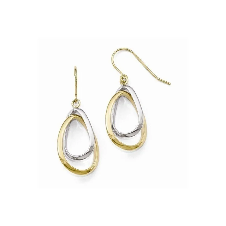 10-karat Two-tone Gold Intertwining Open Teardrop Earrings - Orange