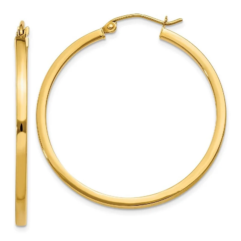 Curata 14k Yellow Gold Polished 35x2mm Square Tube Hoop Earrings