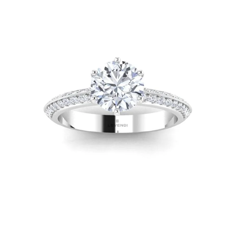 Six Claw Double Row Engagement Ring