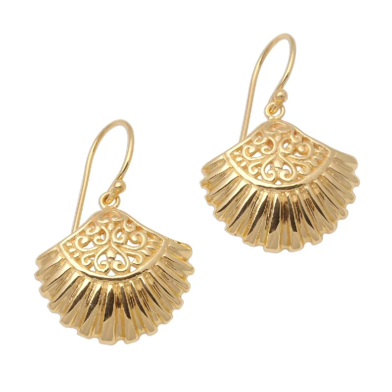 NOVICA Gleaming Clam Shells, Gold plated sterling silver dangle earrings - 1.3*0.8