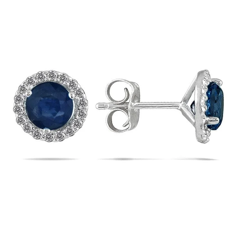 Marquee 14K White Gold and Sapphire 1/5ct TDW Diamond Earrings (I-J, I1-I2)