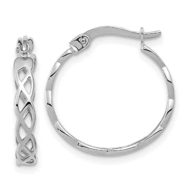 Curata 14k White Gold Polished Intertwined Filigree Hoop Earrings - 18.1x17.8mm Wide 3.5mm Thick