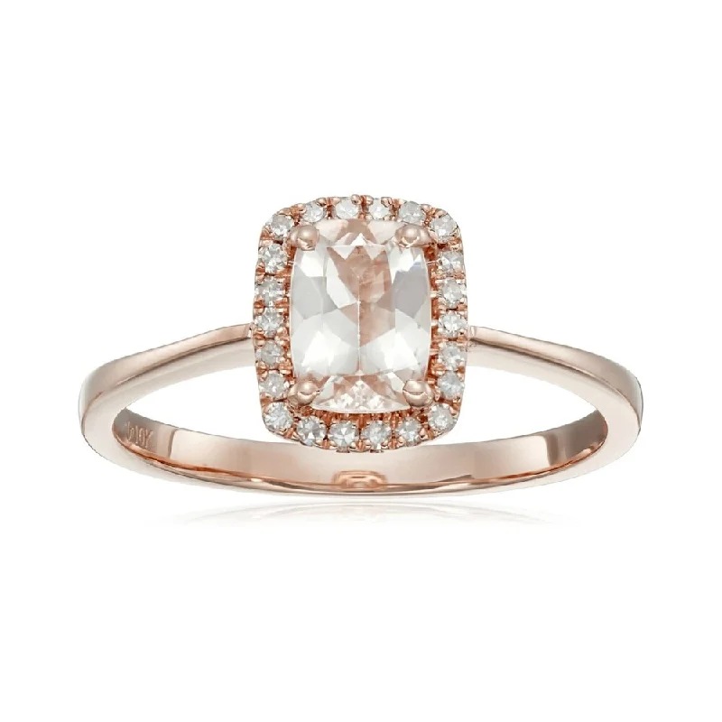 10k Rose gold Cushion-cut Morganite and 1/10ct TDW Diamond Ring (H-I,I1-I2)