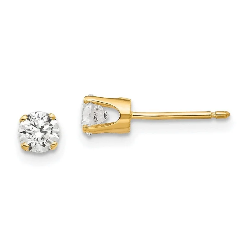 Curata 14k Yellow Gold Polished Post Earrings 4mm CZ Cubic Zirconia stud Earrings - 5x5mm Wide