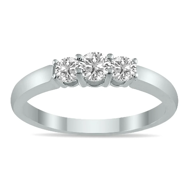 Marquee 1/2 CTW Three Stone Lab Grown Diamond Ring in 14K White Gold