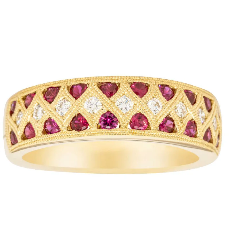 18ct Yellow Gold Ruby & Diamond Honour Band