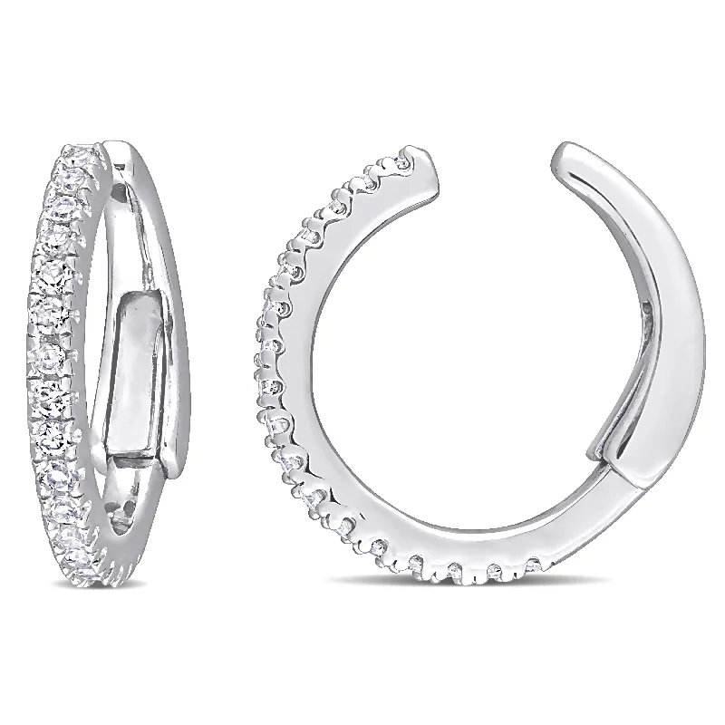 Miadora 14k White Gold 1/6ct TDW Diamond Hoop Earrings