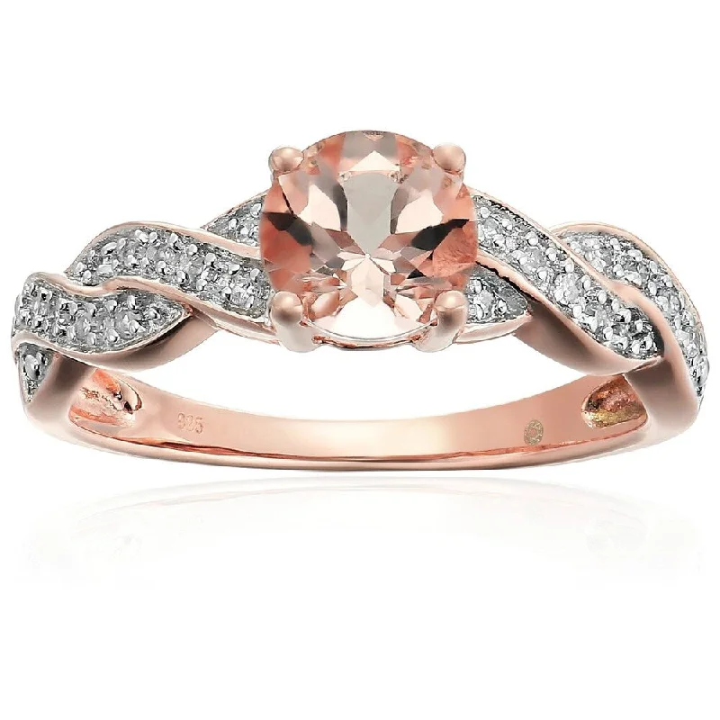 Rose Gold-plated Silver Morganite & Diamond Ring