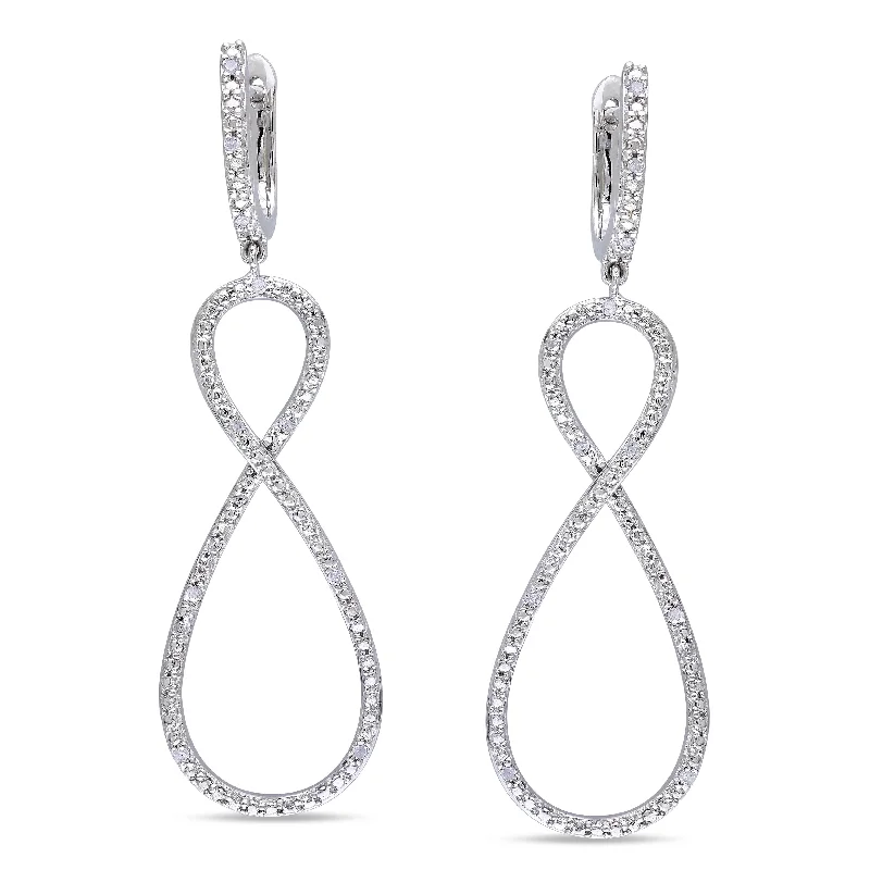 Miadora Sterling Silver 1/10ct TDW Diamond Infinity Dangle Earrings