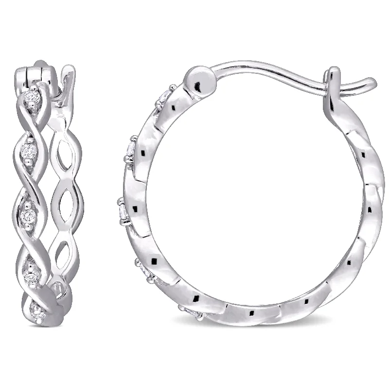 Miadora 10k White Gold Diamond Accent Infinity Hoop Earrings