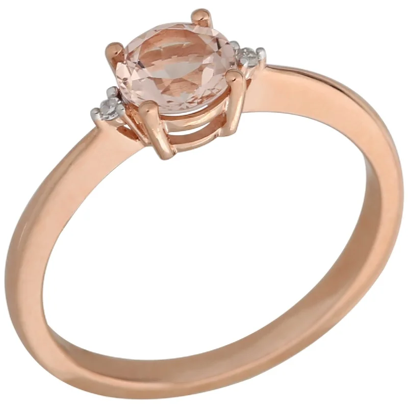 14Kt Rose Gold Morganite and Diamond Ring