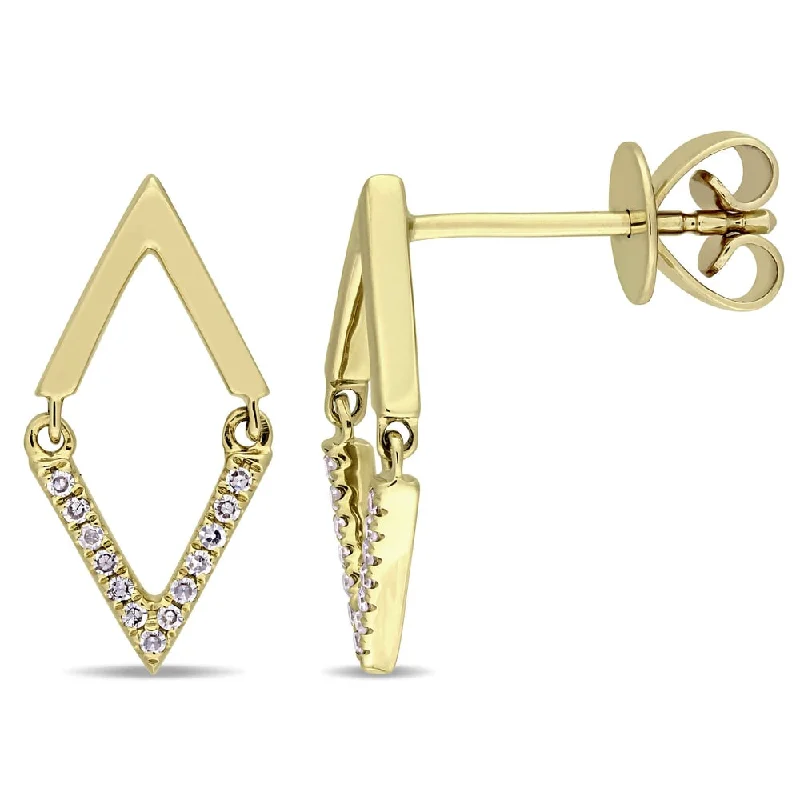 Miadora 14k Yellow Gold Diamond Accent Geometric Earrings - White