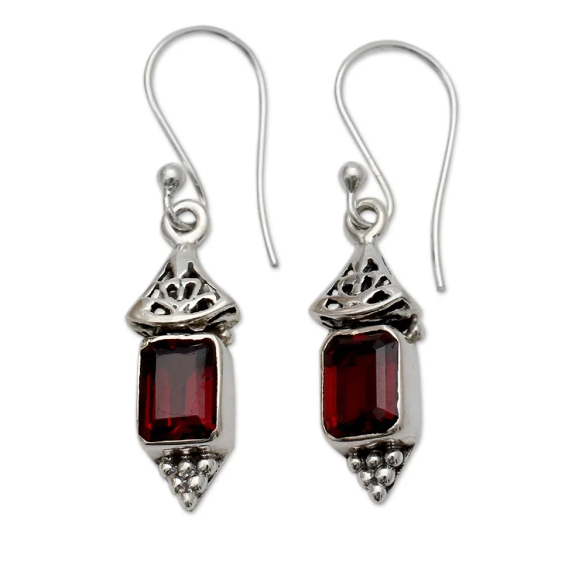 Sterling Silver 'Red Lantern' Garnet Earrings