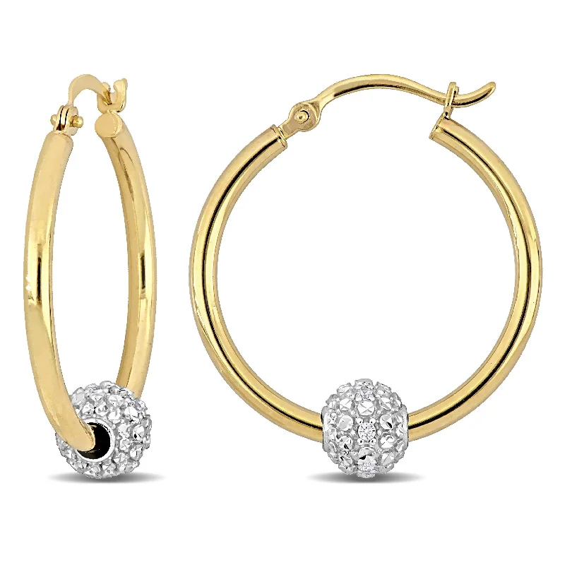 Miadora 0.06ct Diamond TW Bead Hoop Earrings in 14K Two-Tone Gold